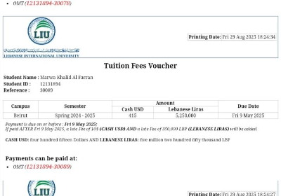 University registration fees