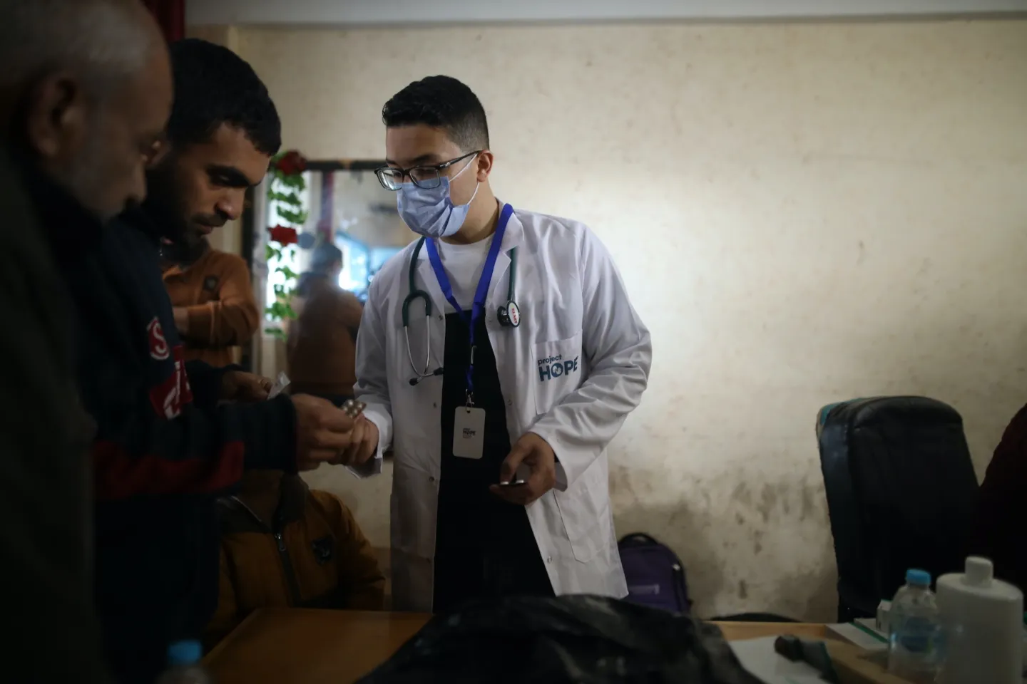 Doctor checks on patients in Gaza