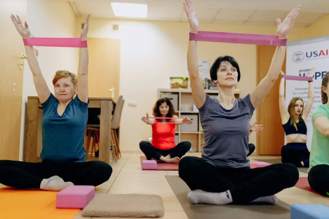 women doing yoga