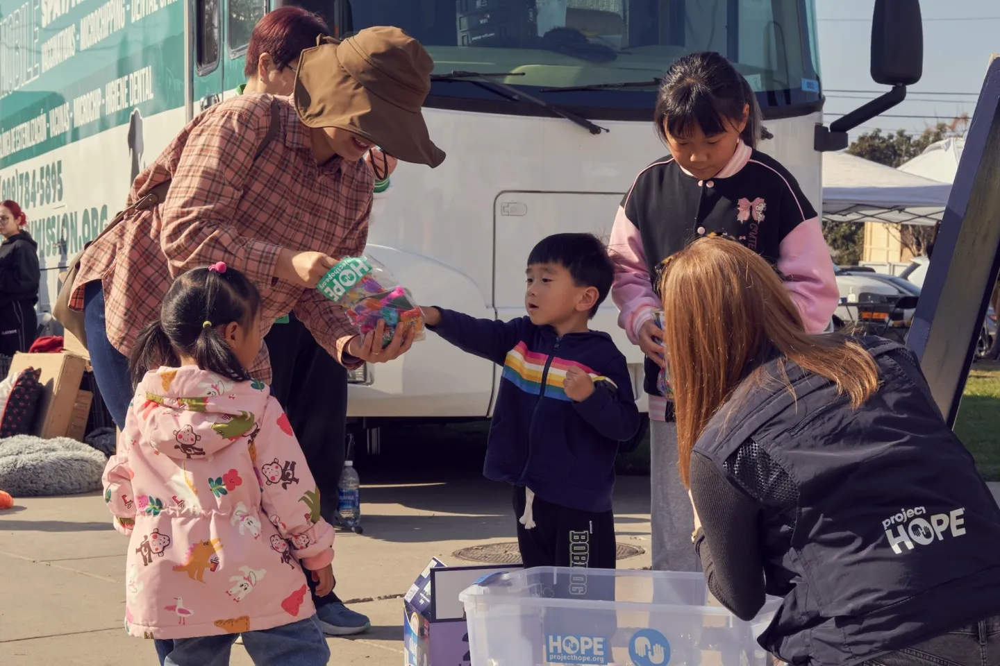 children picking out kids kits in CA