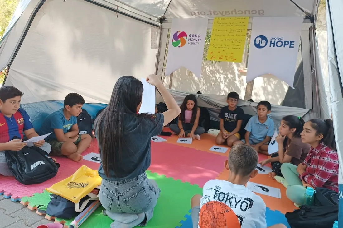 group of children doing an activity