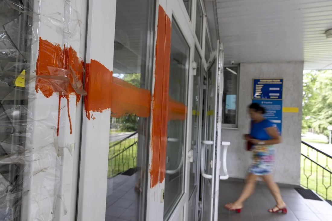 wide cross shot of a make-shift hospital in Ukraine