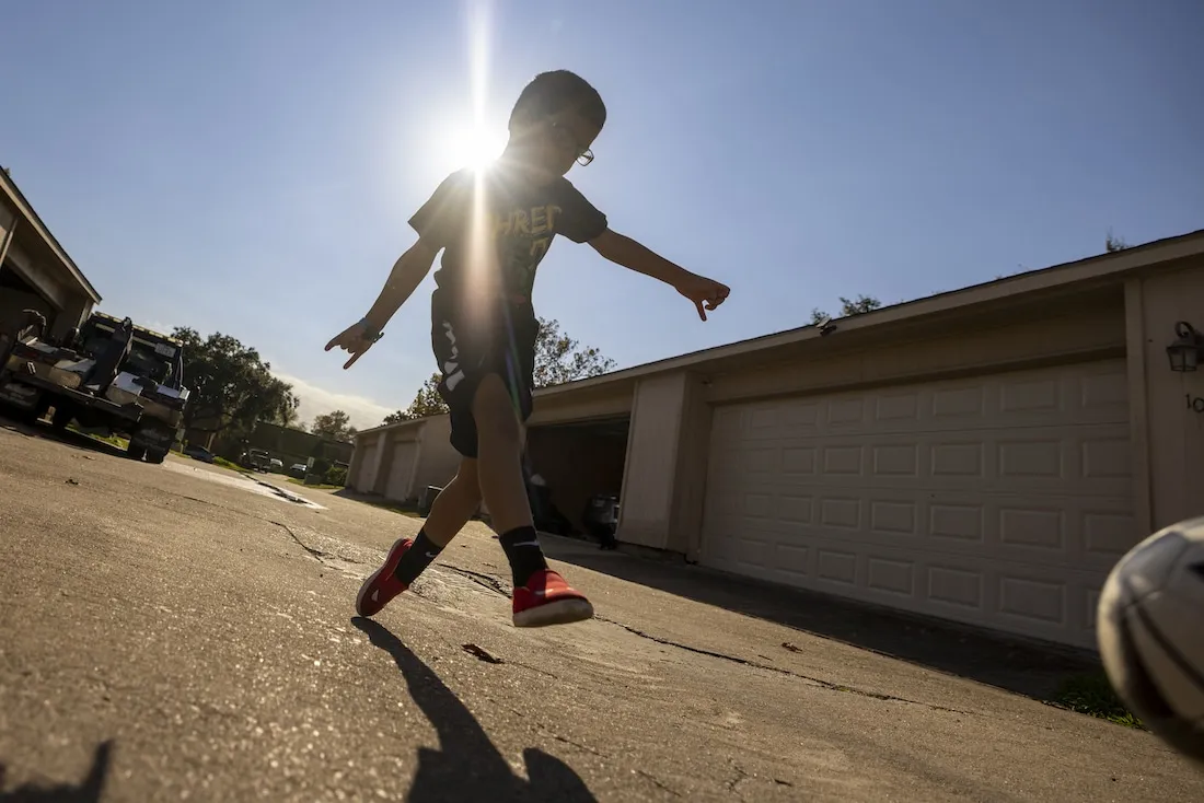 Venezuelan boy playing soccer in Houston