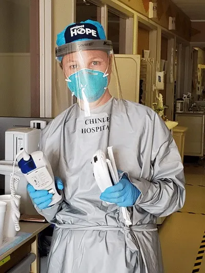 nurse in full PPE gear