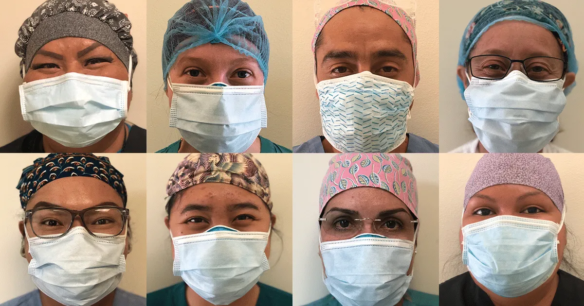 collage of medical staff in facemasks