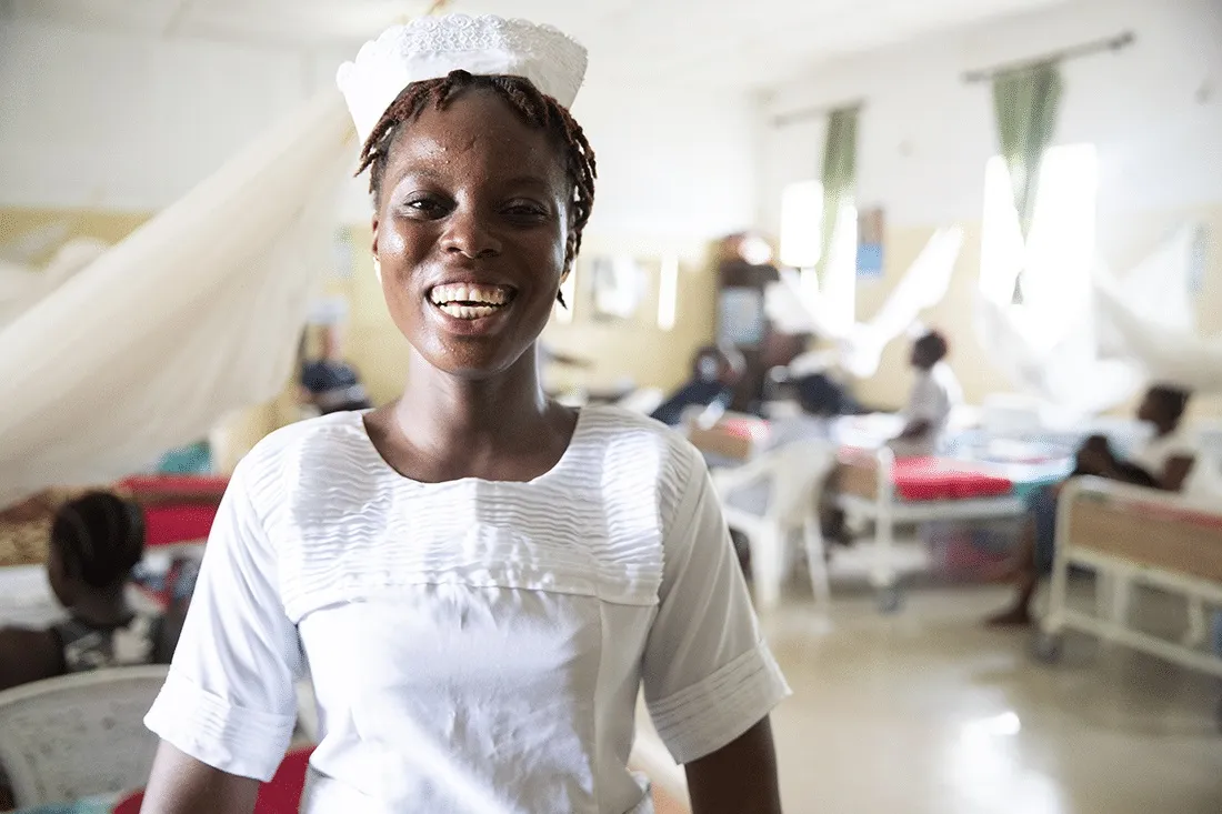 Nurse smiling in hospital