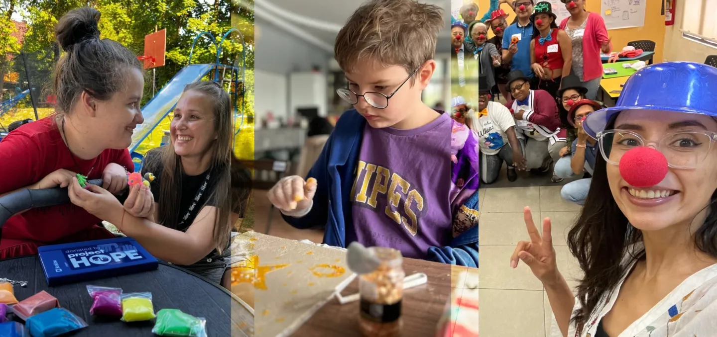 collage of various people doing mental health exercises