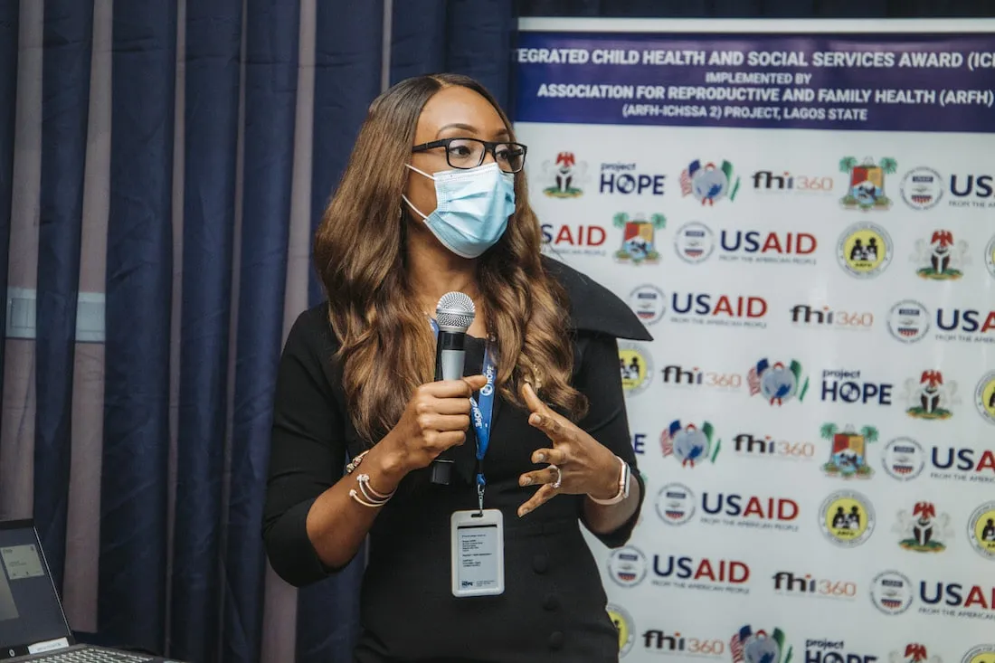 Dr. Uche Ralph-Opara at a program kickoff in Nigeria