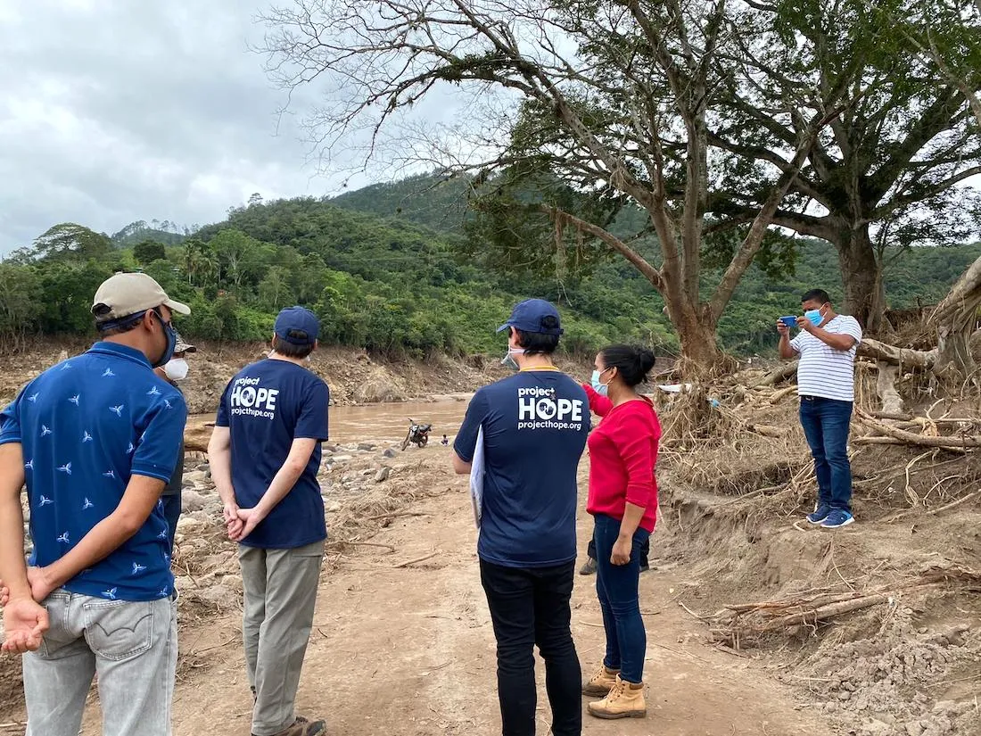 group of people monitoring flooding in Honduras